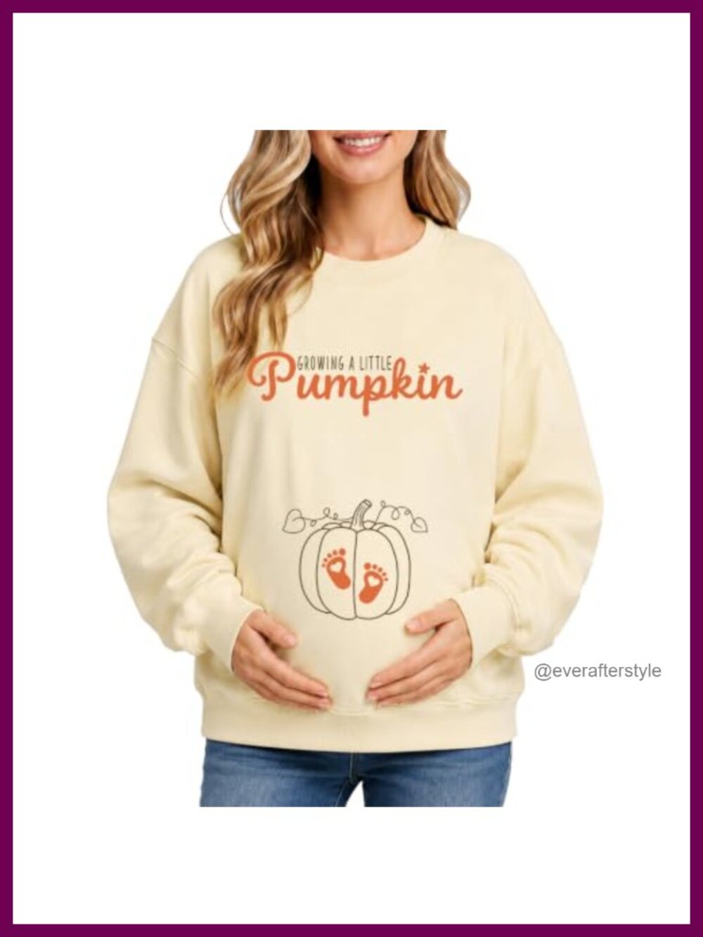 Maternity Halloween Sweatshirt Cotton Poly Growing A Little Pumpkin Crewneck